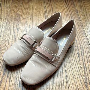 Prada patent leather beige (tint of pink) loafers. Size 39.